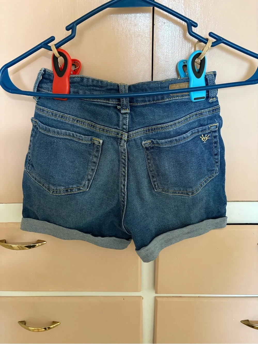 Justice Blue Denim Shorts with Gold Stitching